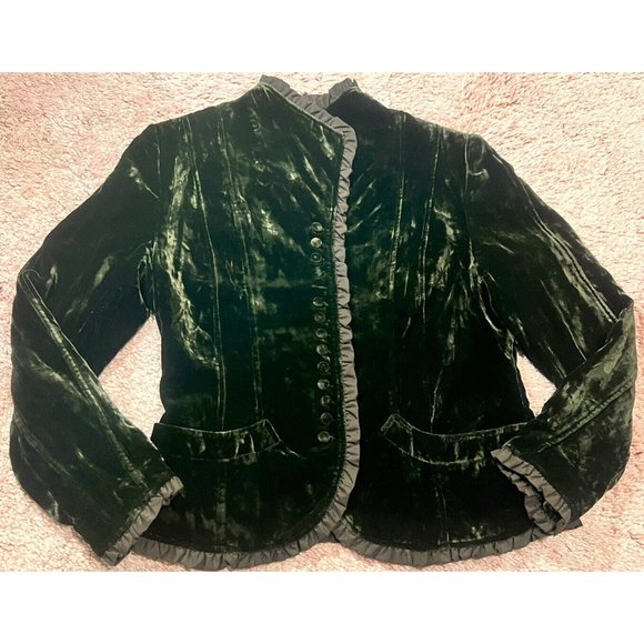 Willi Smith Jackets & Blazers - Willi Smith Velour Jacket Brown Green Button Front Sz 10 Vintage Theatre Costume